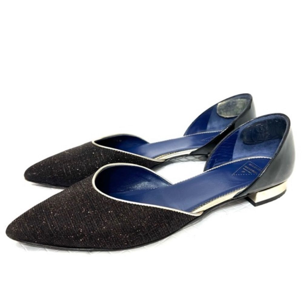 Valentina Rangoni Shimmery Glitter Black Pointed Toe Flats D’Orsay Size 8.5 - Picture 15 of 15